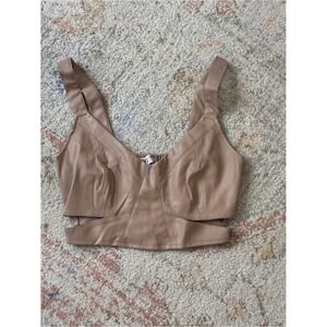 Zara Camel Vegan Leather Cutout Crop Top -XS